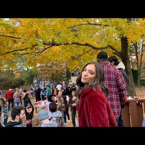 Red/Maroonish Furry cropped jacket!